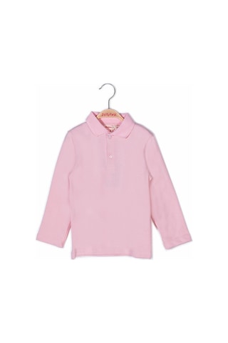 Zeyland Polo Yaka Uzun Kol Kız Çocuk T-shirt - Pembe