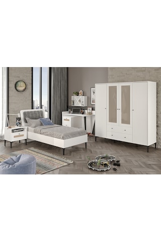 Trio White Xl Genç Odası %100mdf Beyaz