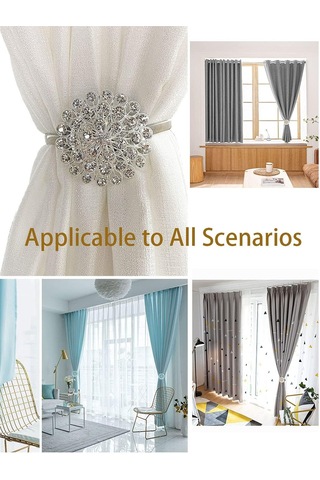 Manyetik Perde Bağları Gümüş , 2'li Paket Parıldayan Kristal Çiçekli Perde Bağları, Ev İçin Yüksek Elastik Yaylı Çelik Telli Perde Tokaları Diğer