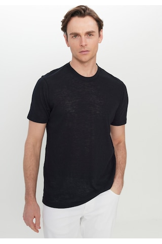 AC&Co / Altınyıldız Classics Erkek Sıyah Pamuklu Slim Fit Dar Kesim Bisiklet Yaka Tişört Siyah