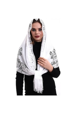 Narin Pamuk Tül Şal Beyaz 60x160