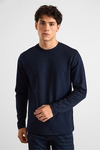 Süvari Lacivert Regular Düz Baskısız İnterlok Bisiklet Yaka Cepsiz Düz Sweatshirt Ssw2013700035-m09