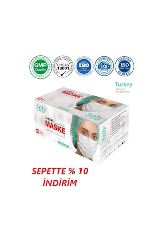 Soly Care Meltblown 3 Katlı Telli Ultrasonic Cerrahi Maske 50Adet