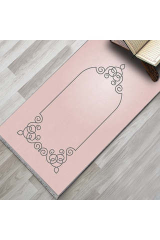 Evaşk Namazlık Dokuma Halı Kaymaz Muslumana Seccade 80 x 130 PEMBE EVAŞK413B80