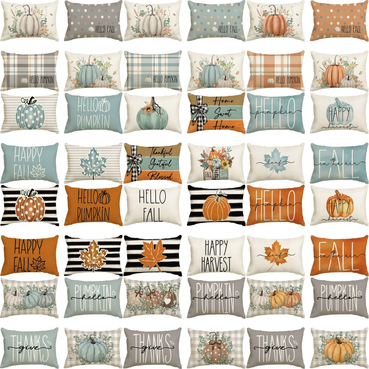 Hombey Kışlık Balkabağı Akçaağaç Yaprağı Desenli聚酯材质 Yastık Kılıfı, 2 Adet Paket, Otomobil Ve Koltuk Dekorasyonu Mavi