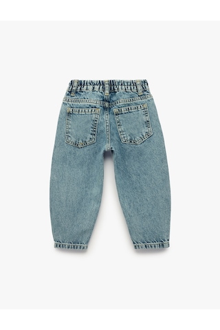 Koton Pamuklu Beli Ayarlanabilir Lastikli Balon Form Denim Pantolon Orta İndigo 7wmb40002td