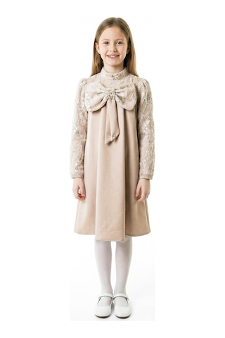 Xo Kids Kız Çocuk Elbise 4-8 Yaş 1603 Bej