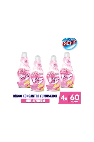 Bingo Soft Mutlu Yuvam Konsantre Çamaşır Yumuşatıcısı 4 x 1440 ML