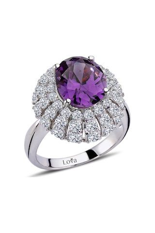 Lova Pırlantalı Oval Ametist Yüzük - 1030163