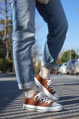 N Moda Unisex Keten Ayakkabı Spor Ayakkabı Günlük Sneakers Kısa Kahverengi
