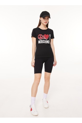 Moschino Jeans Bisiklet Yaka Baskılı Siyah Kadın T-shirt A0707