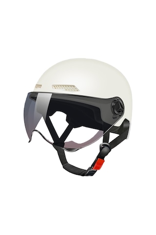 Kahverengi Kısa Lens + Eternal Luck 3c Sertifikalı Yarım Açık Kask Beyaz