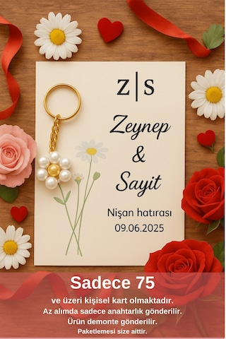 Kişisel Yazı 15 Adet Papatya Anahtarlık - Kına Hediyesi - Nişan Hediyesi - Nikah Hediyesi