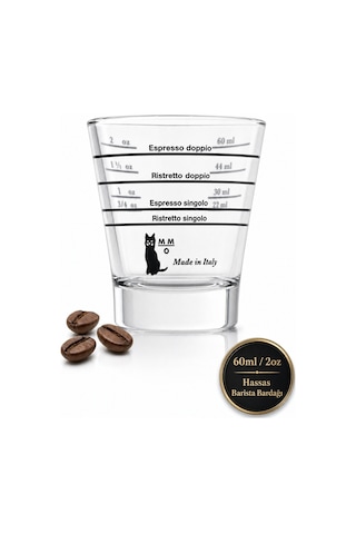Motta Çift Taraflı Dereceli Şeffaf Cam Espresso Kahve Ölçü Bardağı 30 / 60 ml