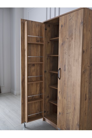 Sefa Home Tekerlekli 2 Kapılı Kiler Dolabı Ceviz