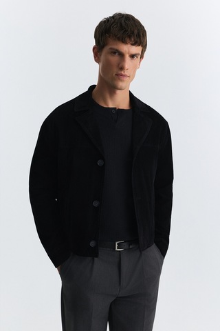 Antioch Crop Fit Suni Süet Ceket Siyah