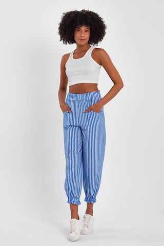 Alexander Gardi Alexandergardı Paçası Büzgülü Jogger Pantolon B23-0065 Beyaz - Mavi