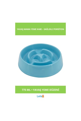 Mikopet Yavaş Mama Yeme Kabı 775 Ml. Plastik Tasarım Çok Renkli