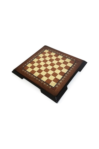 Flat Ayaklı Ahşap Satranç Tablası Küçük Gül 35x35cm