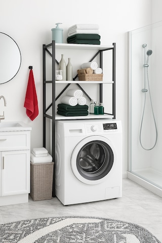 3 Raflı Banyo Organizatorü - Beyaz Beyaz