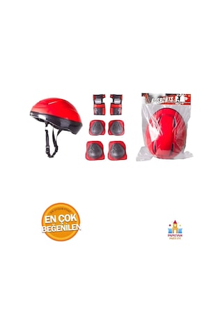Güvenliğini Önemse Çocuk Paten Kaskı Ve Koruyucu Set 7 Parça - Bisiklet Ve Scooter İçin Kırmızı