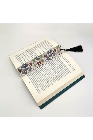 Üzümlü Çini Desen Baskılı, Püsküllü Kitap Ayracı Hediyelik Bookmark,ayraç-137