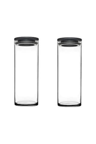 Paşabahçe 43756 Vacuum Glass Jar - 2 Adet Breakfast Club Gri Kapaklı Kavanoz 1230 Cc Kutulu