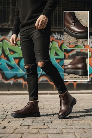 Big King Hakiki Deri Erkek Yarım Bot Kahverengi