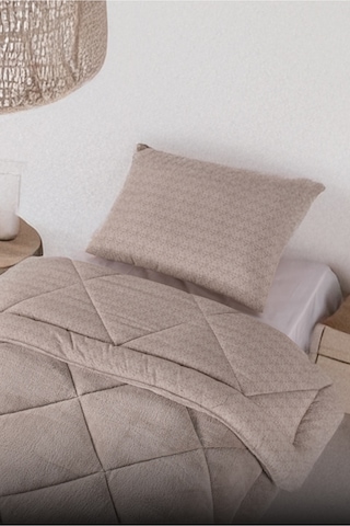 Lüks Wellsoft Çift Taraflı Yumuşak 4 Mevsim Konfor Yorgan Seti Yorgan Uyku Seti 155 X 215 Cm Bej