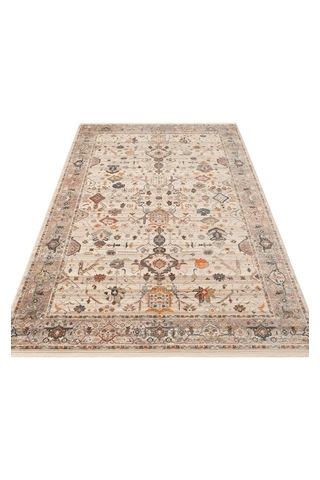 Pıetra Pta 01 Cream Grey Sıcak Renk Tonlarını Etnik Desenler İle Buluşturan Yumuşak Tuşeli Makine Halısı Krem - Gri