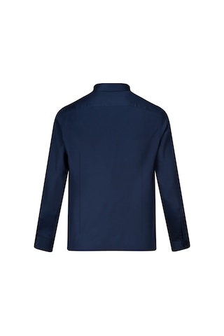 Hatemoğlu Lacivert Slim Fit Açık İtalyan Yaka Uzun Kollu Saten Gömlek
