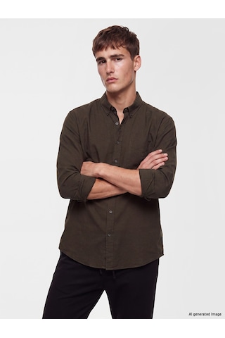 Lcw Vision Kahverengi Regular Fit Oxford Erkek Gömlek