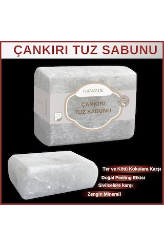 Hanzade Bitkisel Çankırı Tuz Sabunu 300-350 Gr Zengin Mineralli Doğal Saf Çankırı Kaya Tuzu Sabunu Sku: Smg8690010426734 Acı Badem