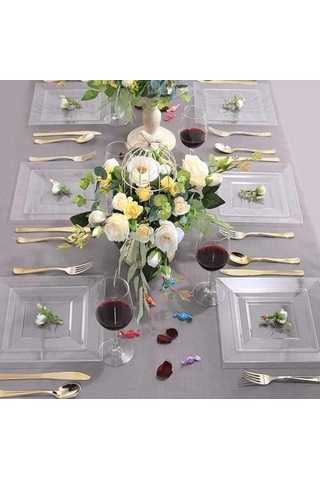 Servis Tabağı 22cm Şeffaf Beyaz Mika 10'lu