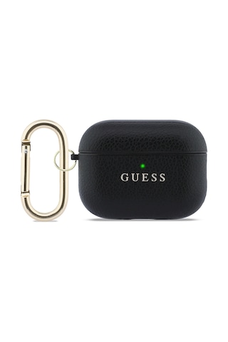 Apple Airpods Pro 3 Uyumlu Kılıf Guess Lisanslı Anahtarlıklı Pu Deri Siyah