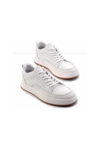 Beyaz Hakiki Deri Erkek Casual Ayakkabı E01380107141 Beyaz