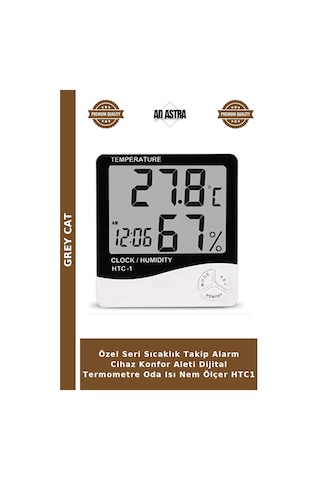 Özel Seri Sıcaklık Takip Alarm Cihaz Konfor Aleti Dijital Termometre Oda Isı Nem Ölçer Htc1