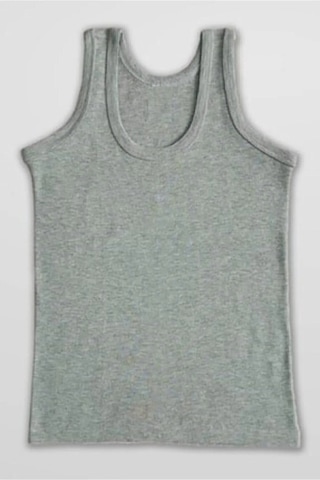 Erkek Çocuk İkili Set Pamuklu Penye 6 Atlet 6 Boxer Gri Siyah Gri - Siyah