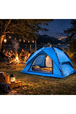 Büro Ev Ofis Kamp Keyfi İçin 200x250x150cm 4kişilik Otomatik Kurulum Çift Katman Doğa Aile Çadırı Diğer