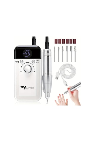 Valkyrie Profesyonel Şarjlı Tırnak Frezesi 45.000 Rpm, Lcd, 2000 Mah Taşınabilir Manikür Pedikür Makinesi