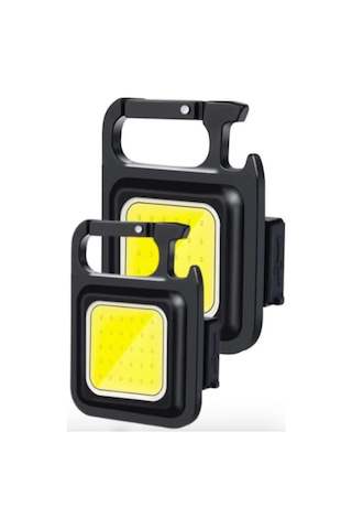 Unichrome Cob 800 mAh Led Anahtarlıklı Metal Kasa Cep Boy El Feneri 2'li Siyah