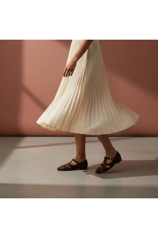 Ne&ve Shoes Kahve Süet Aksesuar Detaylı Tokalı Kadın Sandalet Kahverengi