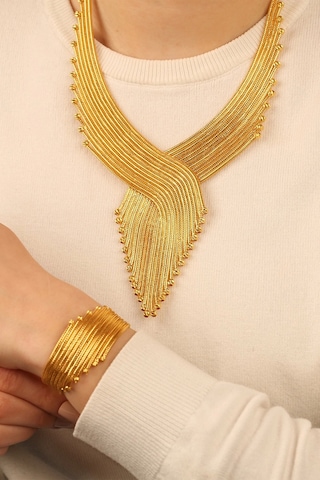 Çgkmücevherat Kalze Sıralı Dorikalı Altın Bileklik Klzblkk9 Sarı Sarı Altın