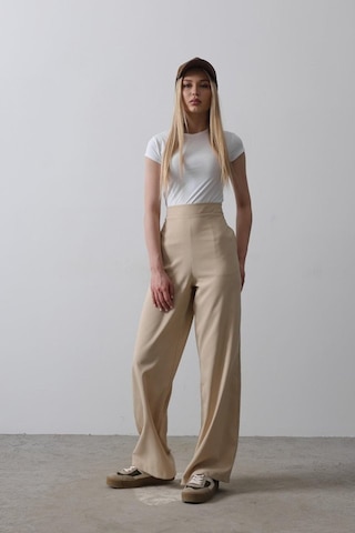 Ge Ticaret Beli Yarım Lastikli Palazzo Pantolon - Camel Camel