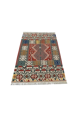 El Dokuma Benzersiz Yağcıbedir Yörük Yün Kilim 6410