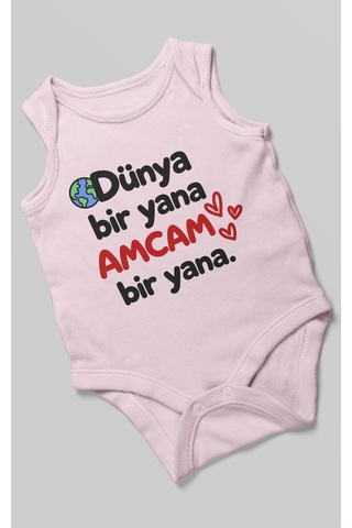 Morivokids Dünya Bir Yana, Amcam Bir Yana Sıfır Kollu Bebek Zıbını %100 Pamuk Zbn170-sk Bebe Pembe