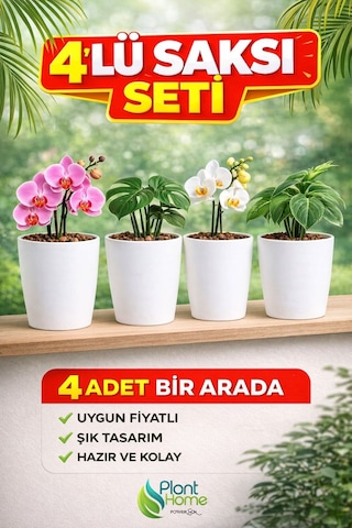 Dekoratif Beyaz Orkide Saksısı - 4 Adet Set -12 Pot Üretim Saksısına Uygun Kaliteli Ürün