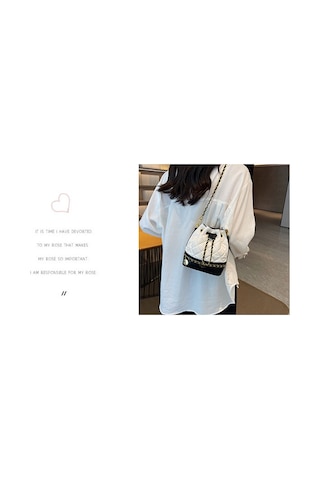 Yystore Kadın Çapraz Askılı Çanta Moda Renk Uyumu Beyaz - Siyah - Siyah