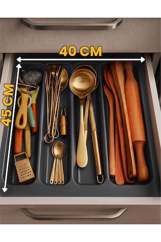 40x45 Antrasit Çekmece İçi Kepçelik 4 Gözlü Ürünü 40 40 Cm'e Kadar Kesebilirsiniz
