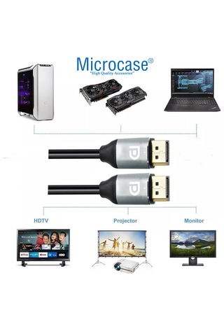 Microcase 8k 240hz Alüminyum Başlık Displayport To Displayport Kablo 1.5 Metre - Al5082